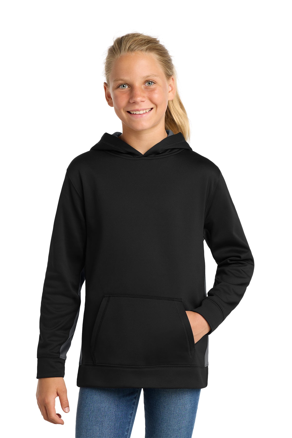 Sport-Tek® Youth Sport-Wick® Fleece Colorblock Hooded Pullover - Custom Design