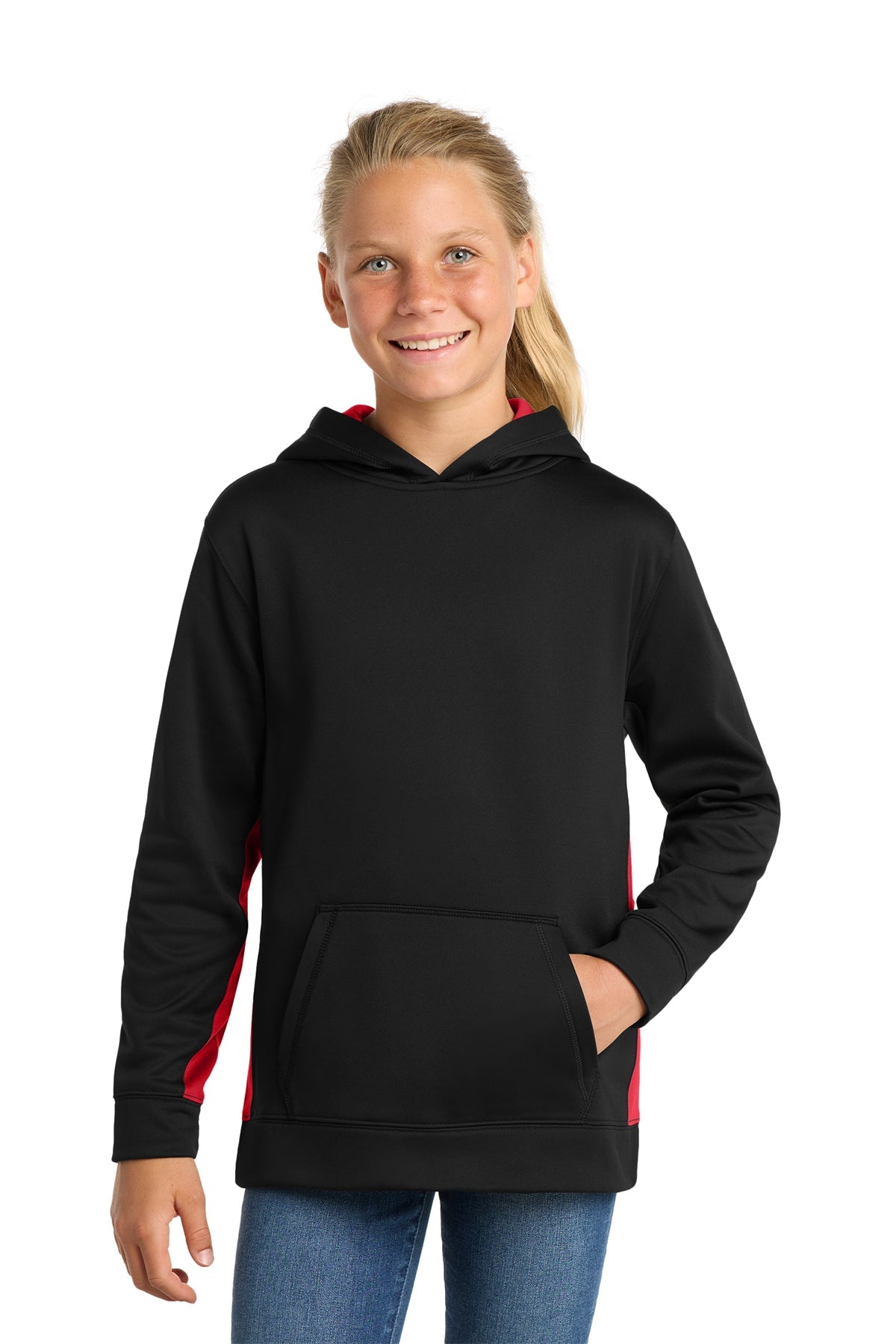 Sport-Tek® Youth Sport-Wick® Fleece Colorblock Hooded Pullover  - Patriot Prints Edition