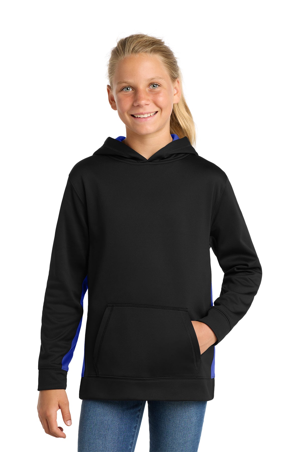 Sport-Tek® Youth Sport-Wick® Fleece Colorblock Hooded Pullover - Custom Design