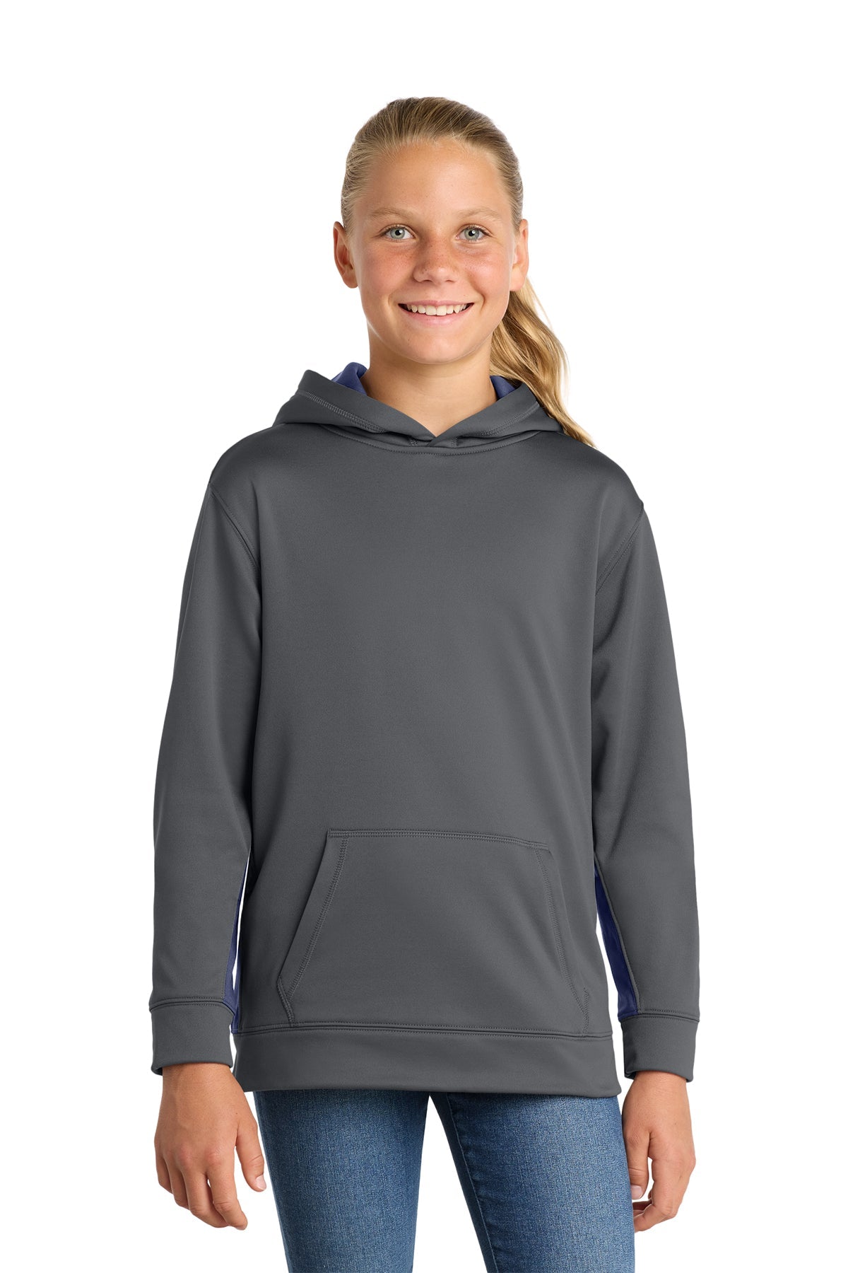 Sport-Tek® Youth Sport-Wick® Fleece Colorblock Hooded Pullover  - Patriot Prints Edition