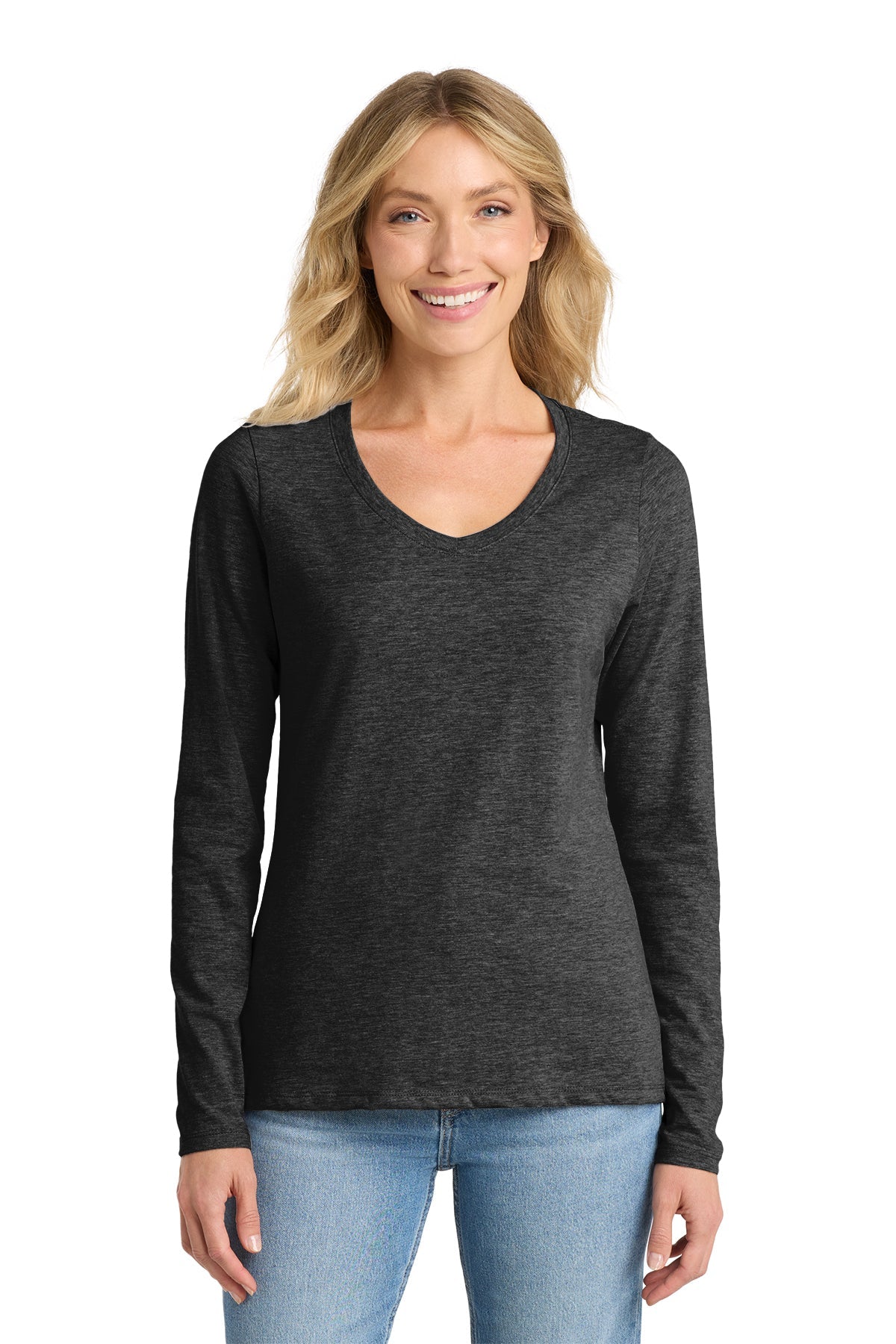 Port & Co™ Women's Long Sleeve Fan Favorite™ V-Neck Tee - Patriot Prints Edition