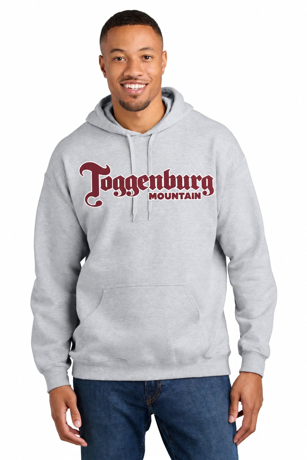 Tog's Classic Hoodie in Ash Grey, front on model