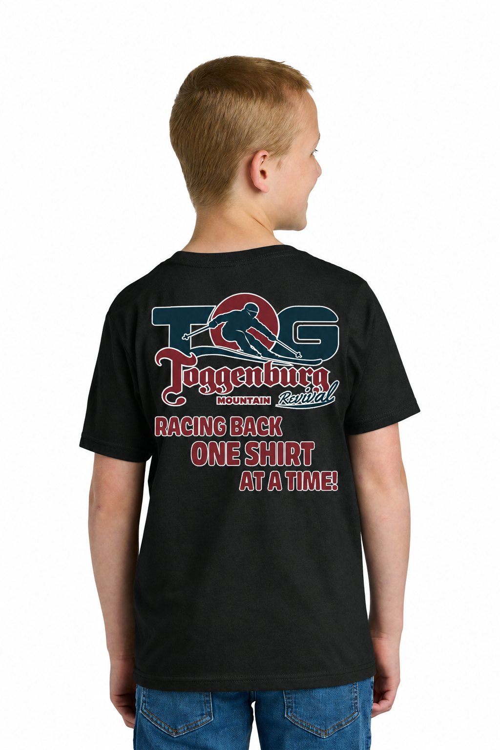 Tog's Classic Tee (Youth) in Black, back on model