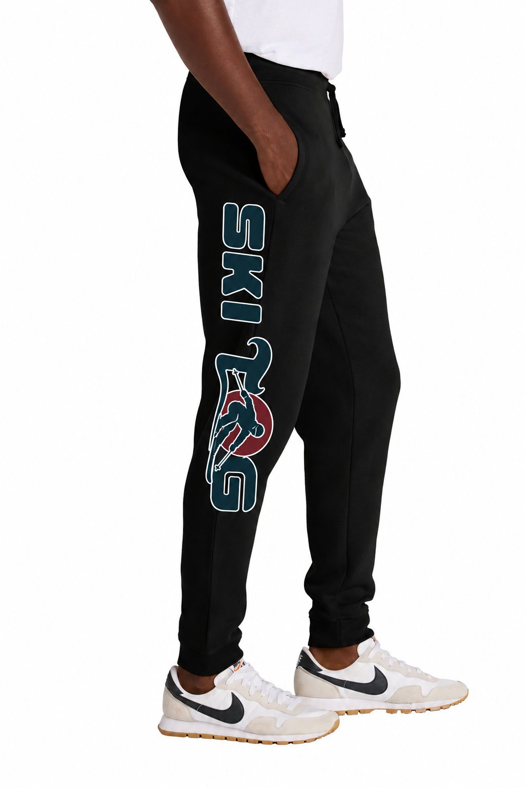Tog's Joggers / Sweats in Black, side on model