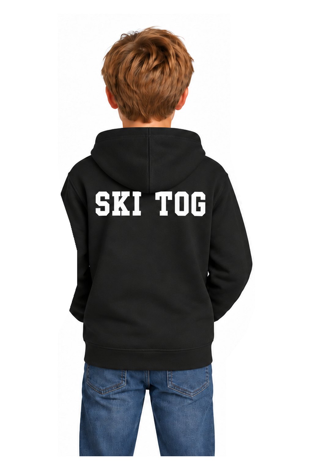 Tog's Racer Hoodie (Youth) in Black, back on model