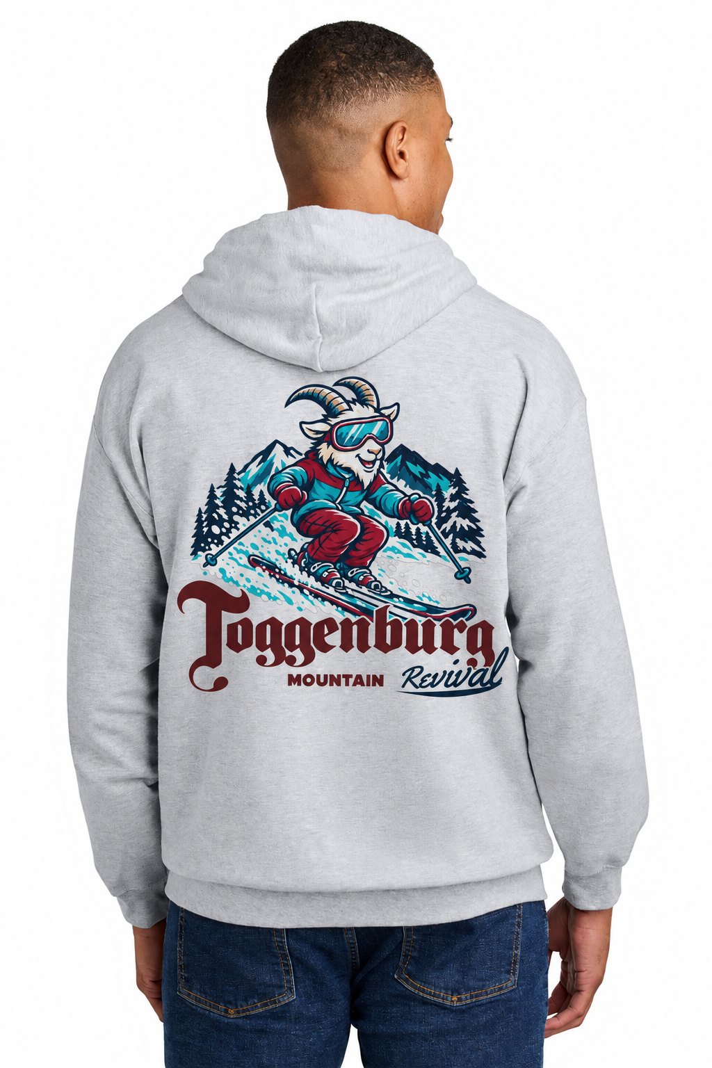 Tog's Revival Hoodie in Ash Grey, back on model