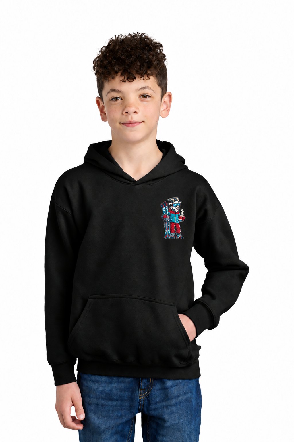 Tog's Revival Hoodie (Youth) in Black, front on model
