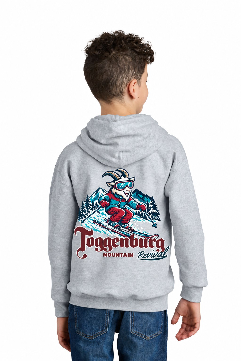 Tog's Revival Hoodie (Youth) in Ring Spun Sport Grey, back on model