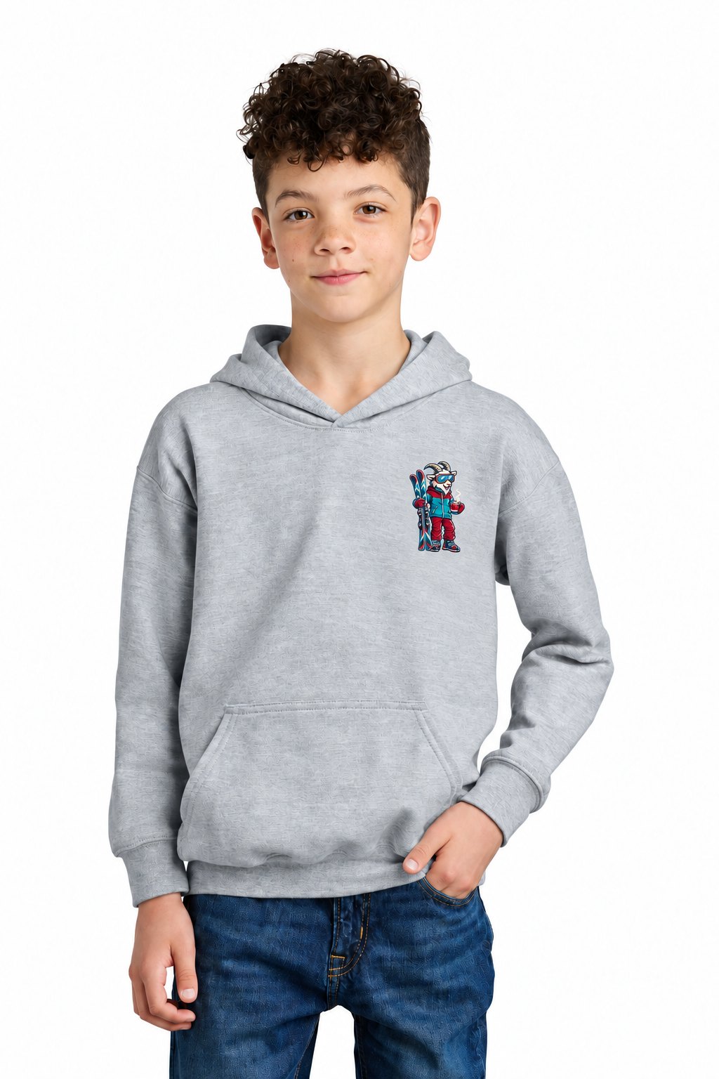 Tog's Revival Hoodie (Youth) in Ring Spun Sport Grey, front on model