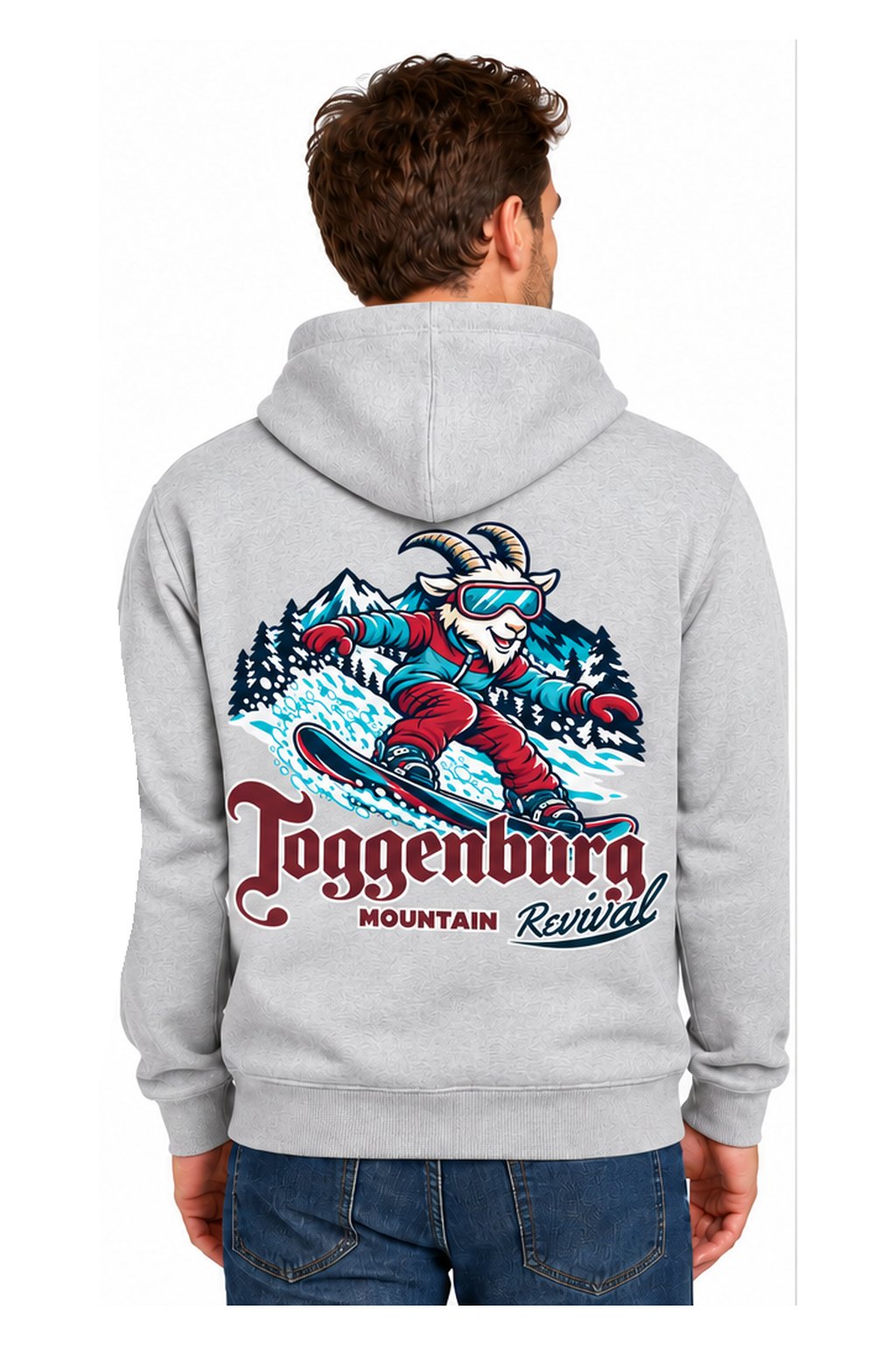 Tog's Revival Snowboard Hoodie in Ash Grey, back on model