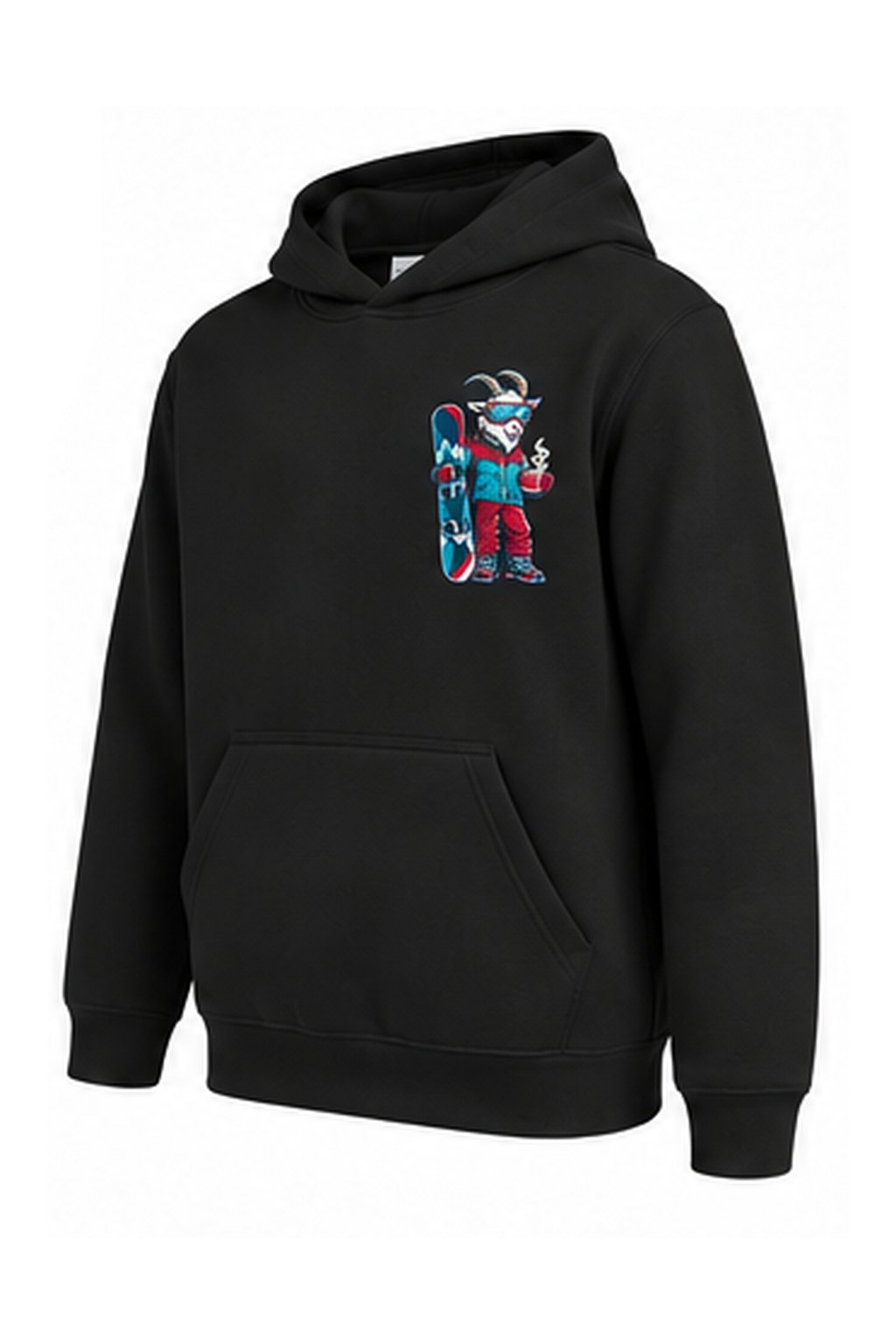 Tog's Revival Snowboard Hoodie (Youth) in Black, three-quarter view