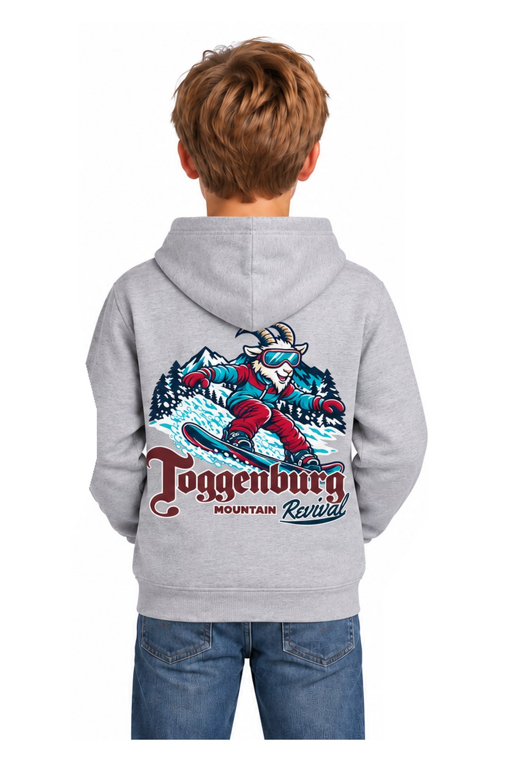 Tog's Revival Snowboard Hoodie (Youth) in Ring Spun Sport Grey, back on model
