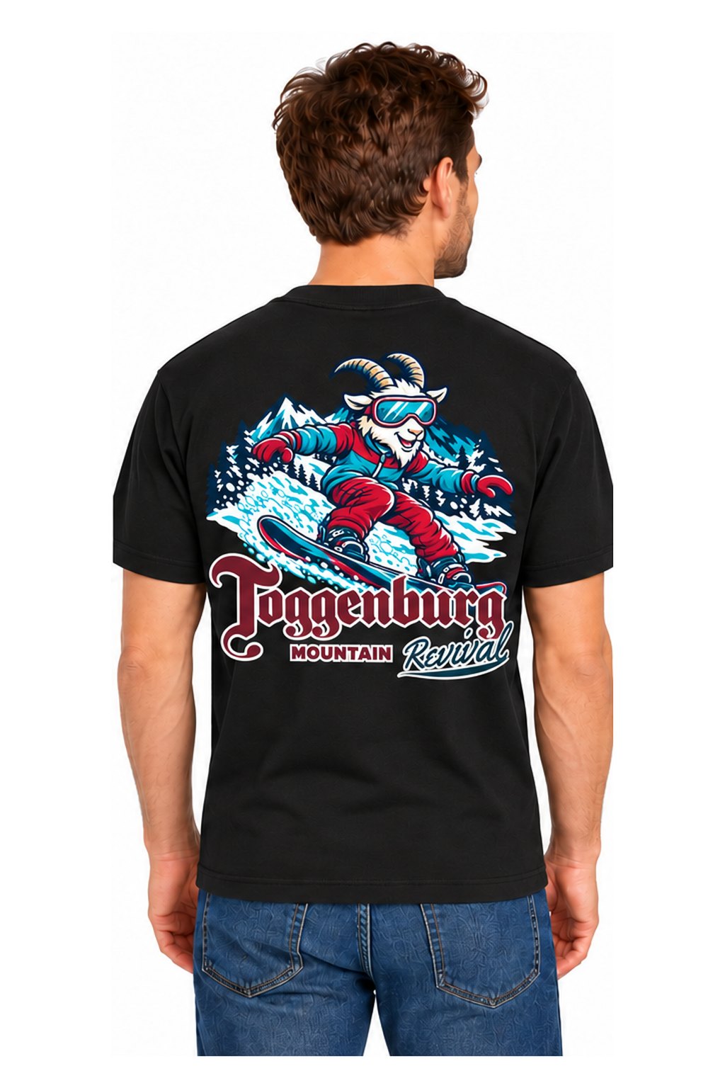 Tog's Revival Snowboard Tee in Black, back on model