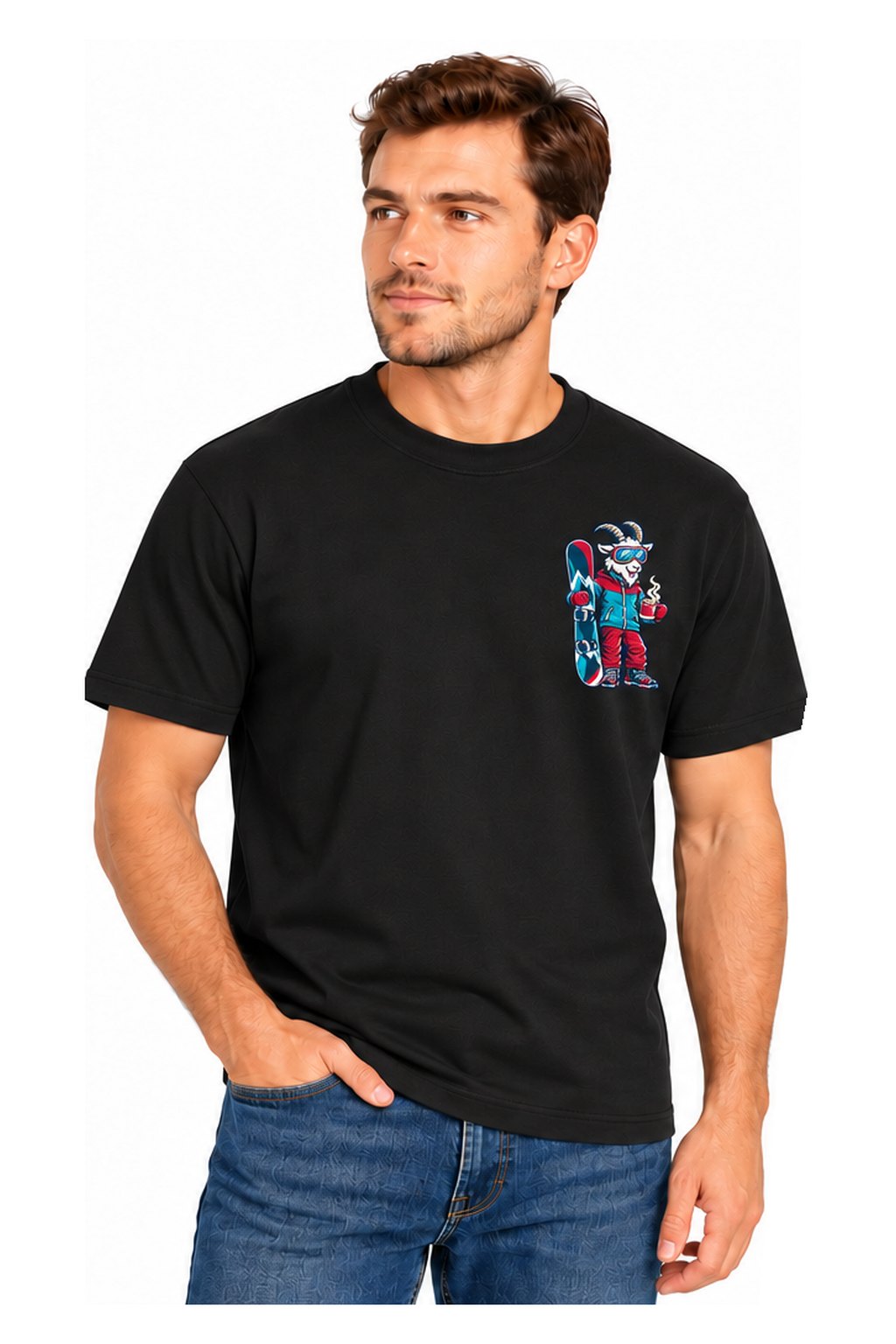 Tog's Revival Snowboard Tee in Black, front on model