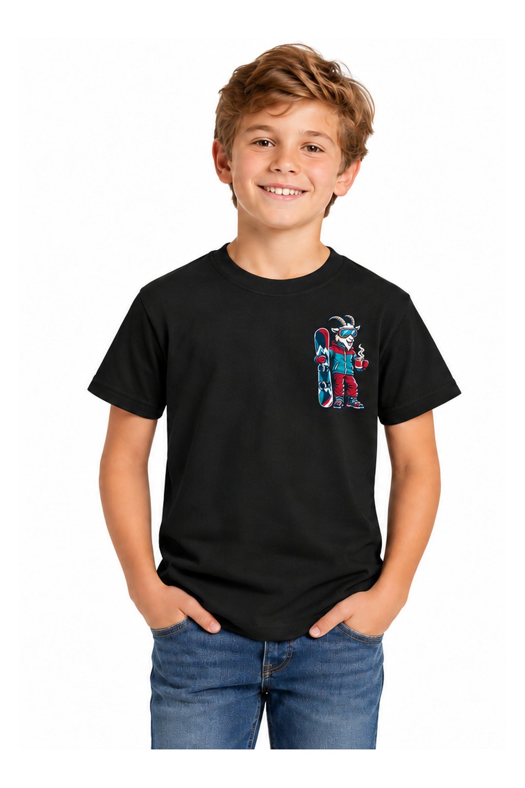 Tog's Revival Snowboard Tee (Youth) in Black, front on model