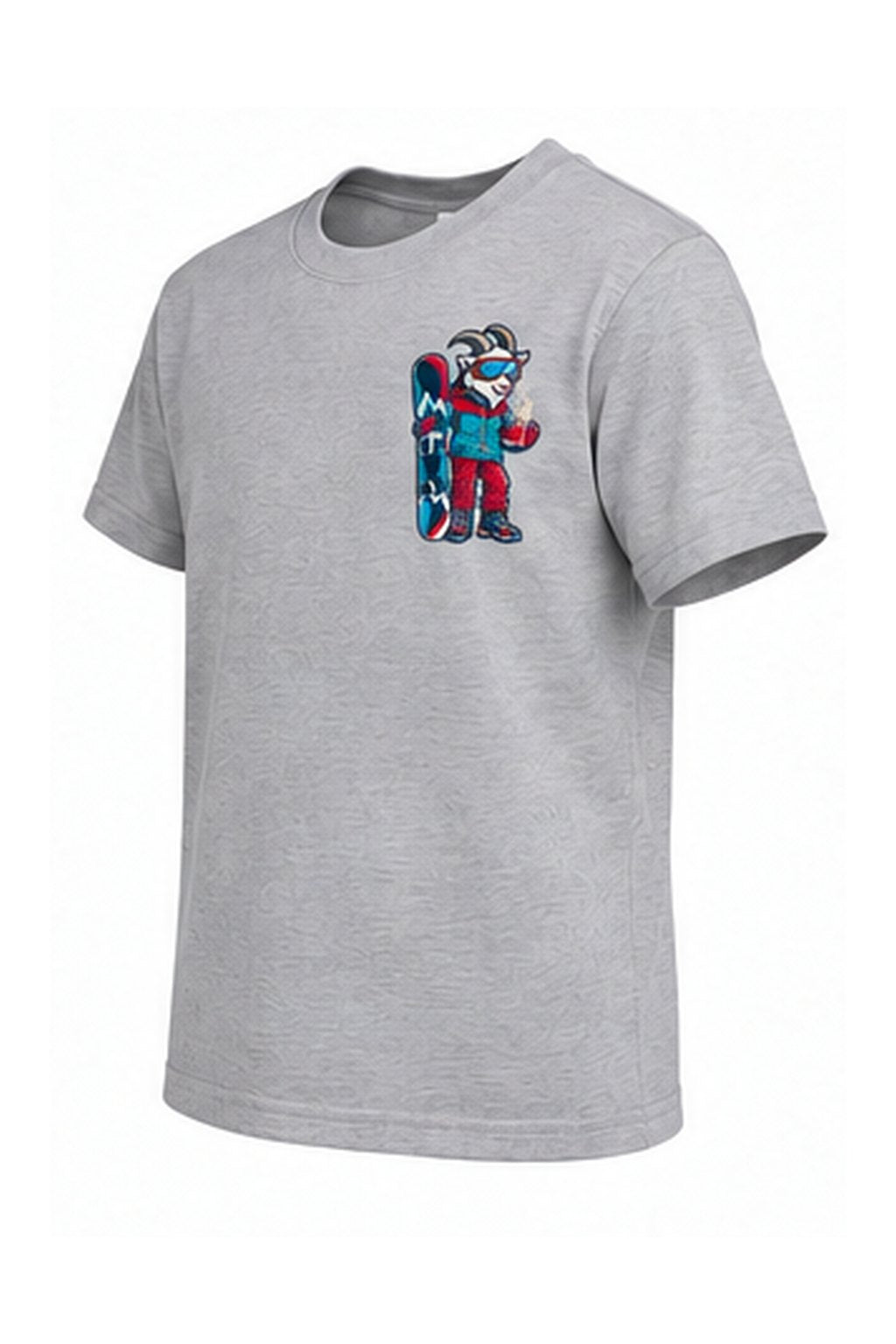 Tog's Revival Snowboard Tee (Youth) in Light Gray, three-quarter view