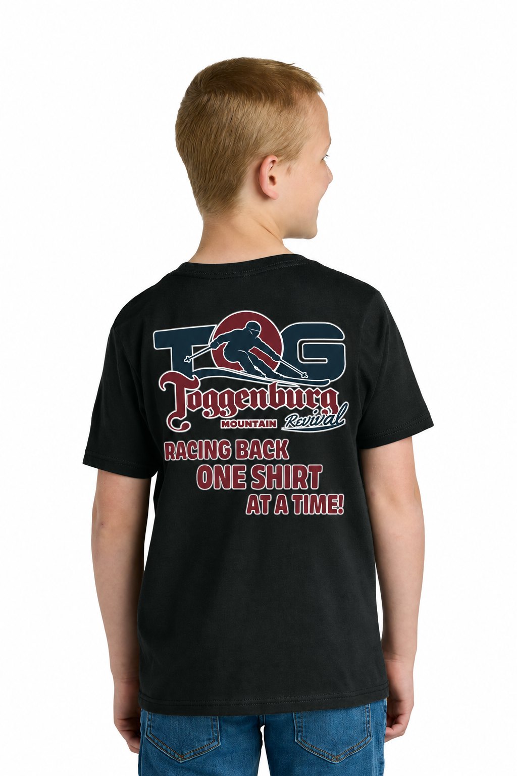 Tog's Revival Tee (Youth) in Black, back on model