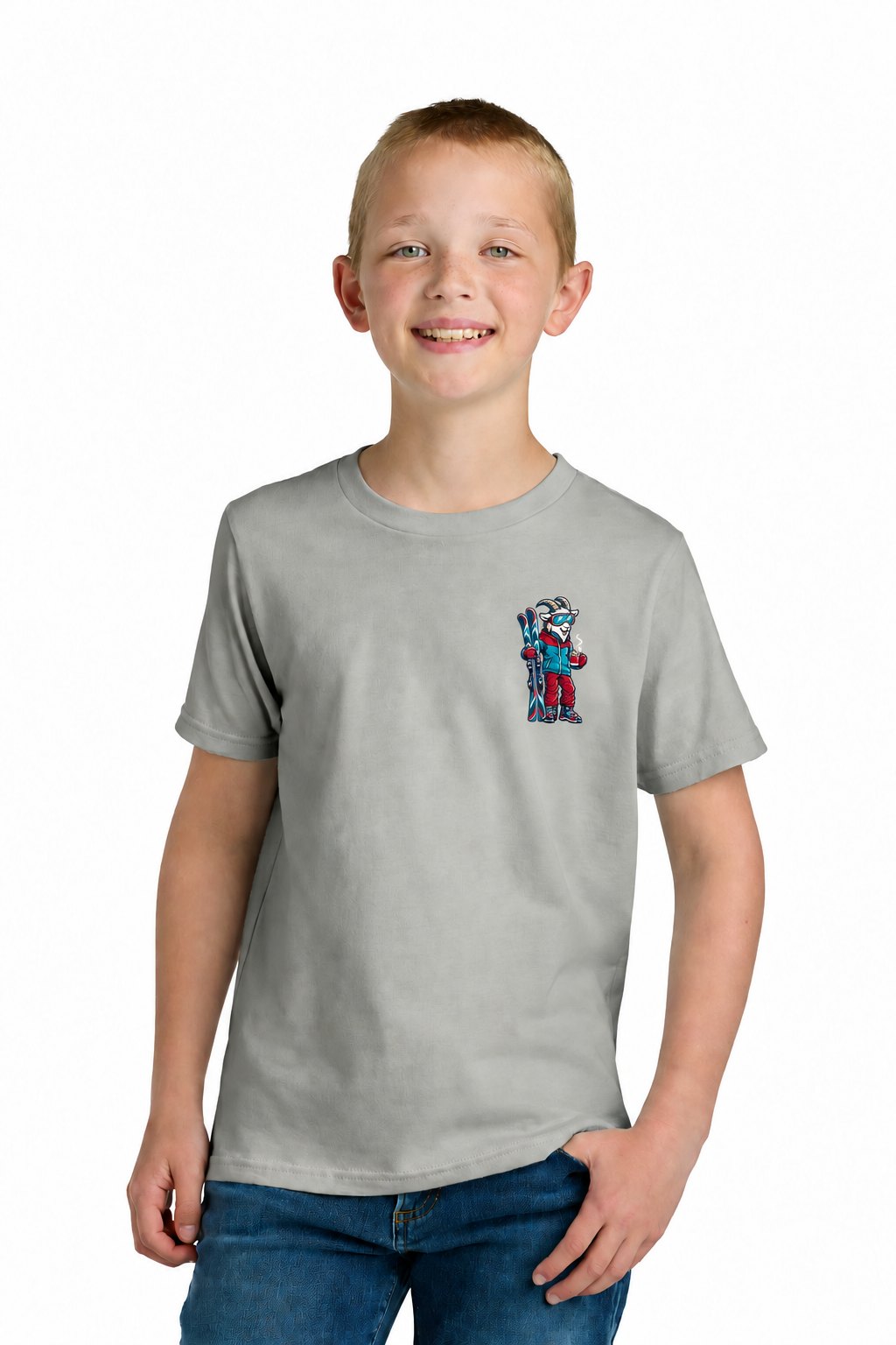 Tog's Revival Tee (Youth) in Light Gray, front on model